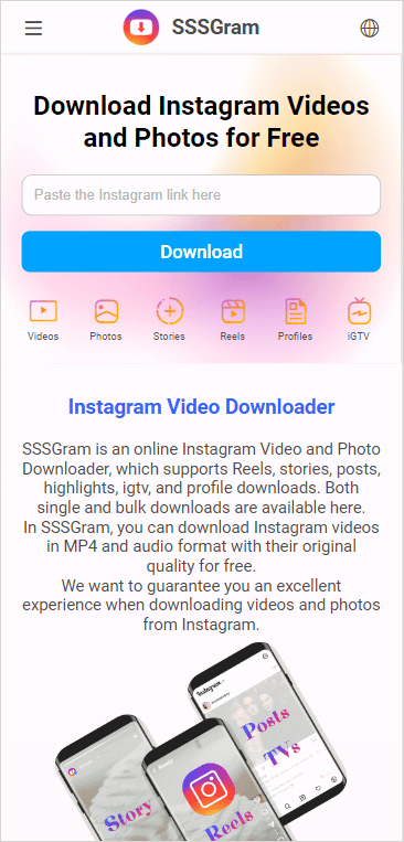 SSSGram Instagram手機視頻下載器