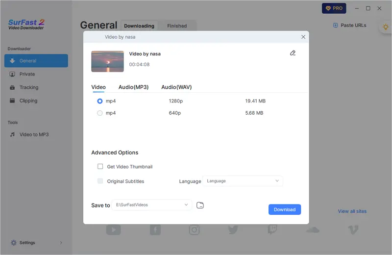 Seleccionar Calidad de Video de Instagram