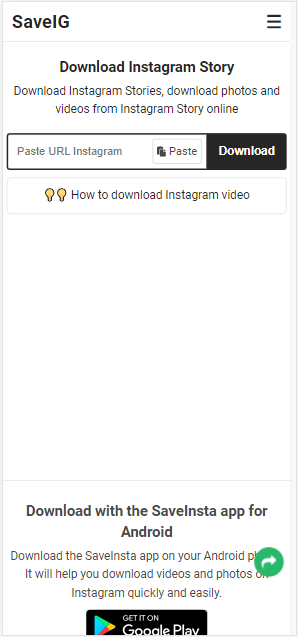 SaveIG Instagram Video Downloader on Mobile