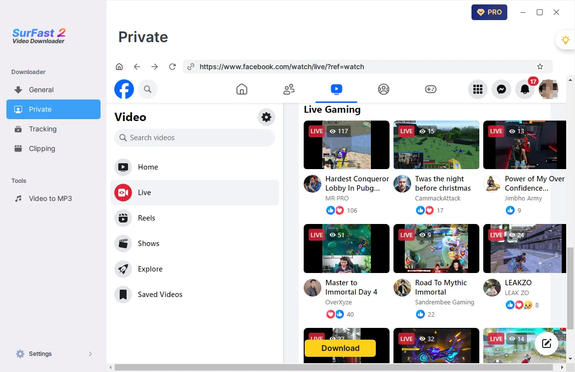 Télécharger une vidéo Facebook Live